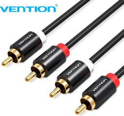 Vention VAB-R06-B200 - Audiokabel 2x RCA mannelijk naar 2x RCA mannelijk - 2 meter - Zwart