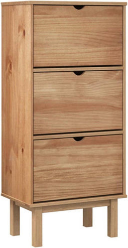 vidaXL - Schoenenkast - OTTA - 3 - lades - massief - grenenhout