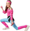 Dressforfun Fitness-sterretje 140 - Verkleedkostuum - Jaren 80 stijl - Zwart/lichtblauw/roze