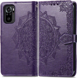 iMoshion Hoesje Geschikt voor Xiaomi Redmi Note 10 (4G) Hoesje Met Pasjeshouder - iMoshion Mandala Bookcase - Paars