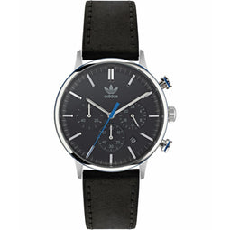 Adidas Zwarte Leren Horloge Met Chrono Functie 40MM