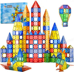 MagniClicks Magnetic Tiles 100 stuks - Montessori magnetisch speelgoed - 3D bouwblokken
