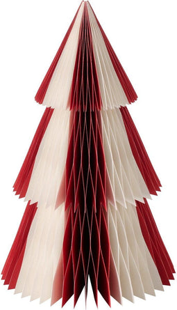 Papieren kerstboom - wit - rood - 37 cm hoog - Boltze