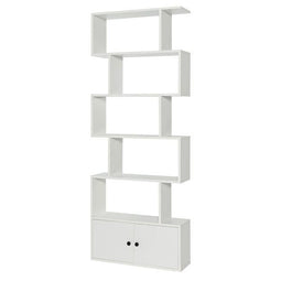 Coast 6 Laags Boekenkast - S-vormig ontwerp - 70 x 23 x 183 cm - Wit