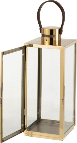 J-Line lantaarn Vierkant - metaa/glas - goud