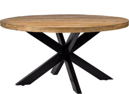 D - Livingfurn - Ronde Eetkamertafel - Mango Hout - 130 cm - Bruin