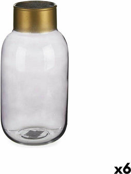 Vaas Grijs Gouden Glas 11,5 x 24 x 11,5 cm (6 Stuks)