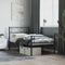 vidaXL - Bedframe - met - hoofd- - en - voeteneinde - metaal - zwart - 90x200 - cm