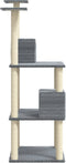 vidaXL - Kattenmeubel - met - sisal - krabpalen - 141 - cm - lichtgrijs