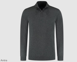 Boston Brothers Half Zip Pullover - Heren - 100% katoen - Antra - Maat L