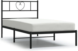 vidaXL - Bedframe - met - hoofdbord - metaal - zwart - 75x190 - cm