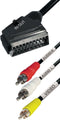 Nedis SCART-Kabel - SCART Male - 3x RCA Male - Vernikkeld - Schakelbaar - 480p - 2.00 m - Rond - PVC - Zwart - Envelop