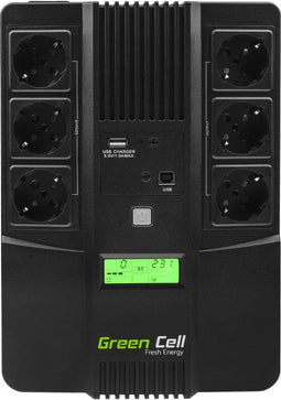 Green Cell AiO 800VA - UPS - 6 AC-uitgangen 480W - Zwart