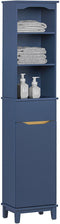 SoBuy BZR112-B - Hoge Kolomkast - 3 Open Vakken 1 Lade - Midnight Blue