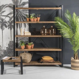 D - Livingfurn - Boekenkast Strong - 200cm - Mangohout - Bruin