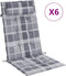 vidaXL - Stoelkussens - 6 - st - hoge - rug - ruitpatroon - oxford - stof - grijs