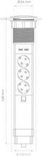 Perel Pop-upstekkerdoos - 3 stopcontacten type F - 2 USB-poorten - zwart/grijs