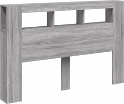 Hoofdeinde met LED 160x18,5x103,5 cm bewerkt hout grijs sonoma