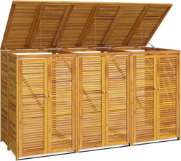 vidaXL - Afvalbakberging - drievoudig - 210x89x117 - cm - massief - acaciahout