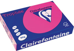 Clairefontaine Trophée Intens, gekleurd papier, A4, 80 g, 500 vel, fluo roze
