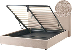 LAVAUR - Bed met opbergruimte - Taupe - 160 x 200 cm - Bouclé