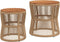 vidaXL Tuinbijzettafels 2 st met houten blad poly rattan beige