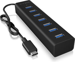 Icy Box IB-HUB1700-C3 - USB 3.2 Hub voor 7 apparaten - Zwart
