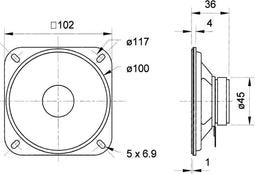 Visaton R 10 S - Breedbandluidspreker 4 inch 20 W 4 Ω - Zwart