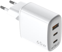 Celly UPTC1USB2USBC65 - Wandlader - 65W - 2x USB-C - Wit