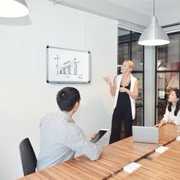 Coast wit wandpaneel met verwijderbare potloodkas aluminium frame magnetisch whiteboard 50 x 35 cm w