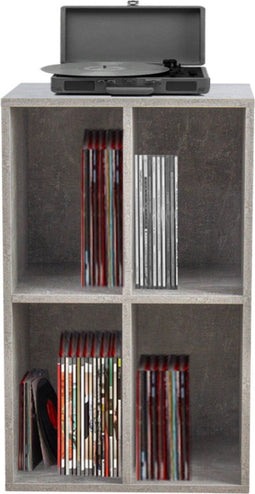 Vinyl lp platen kast - opbergen lp platen - platenspeler meubel - grijs beton