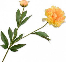 Silk-ka Zijden Kunstbloemen - Nep Bloemen - Pioen Roos Geel 149332 - 65 cm
