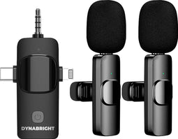 DynaBright Draadloze Microfoon - Lavalier Microfoon - Ruisonderdrukking - 20m Bereik (2 stuks)