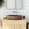 vidaXL - Opzetwasbak - ovaal - 59x40x15 - cm - keramiek - bruin - en - blauw