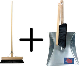 Synx Tools binnen bezem 30cm Met Handveger en blik bezemset - Zwart - bezem en blik - Stoffer en blik - Paardenhaarmix - Zaalveger - Veger en blik - Schoonmaakartikelen