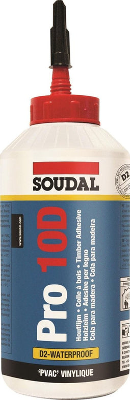 Soudal Witte Houtlijm Pro10D, flacon 750gr.