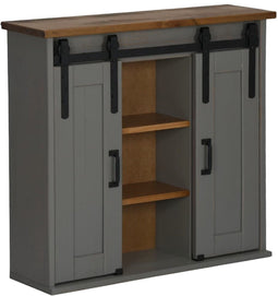 vidaXL - Hangkast - HALDEN - 2 - schuifdeuren - 75x22,5x70 - cm - grenenhout - grijs