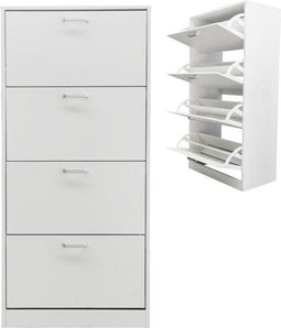 VDD - Schoenenkast - 4 opbergcompartimenten - 30x60x148 - Wit