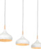 Mexlite Bjorr - hanglamp - E27 - hout metaal - wit - grote eettafellamp