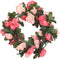 Kerstslingers met bloemen 6 st 240 cm rozé