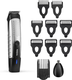 BaByliss T812E - Baardtrimmer - 14 kniplengtes - 80 minuten gebruik - Grijs/Zwart