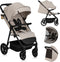 Lionelo Iva - Wandelwagen Premium - 360° Zwenkwielen met Vering - XXL Zonnekap UPF50 - Beige