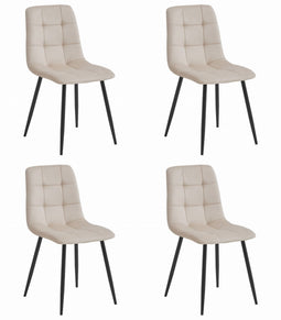 Eetkamerstoel KARA - 4 stuks - beige - fluwelen zitvlak