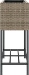 vidaXL - Plantenbak - met - schap - poly - rattan - grijs