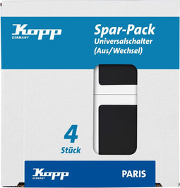 Kopp Paris - Wisselschakelaar - Mat zwart - 1-voudig - Duurzaam thermoplast (4 stuks)
