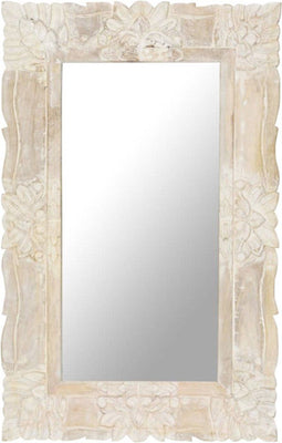 vidaXL - Spiegel - 80x50 - cm - massief - mangohout - wit
