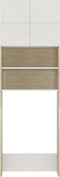 vidaXL - Wasmachinekast - 64x25,5x190 - cm - wit - en - eikenkleurig