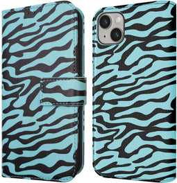 iMoshion Hoesje Geschikt voor iPhone 14 Hoesje Met Pasjeshouder - iMoshion Design Bookcase smartphone - Meerkleurig / Black Blue Stripes