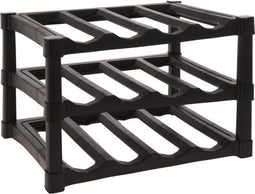 Excellent Houseware Wijnrek - Flessenrek 12x flessen - Zwart - Gerecycled kunststof - 39 x 30 x 25 cm