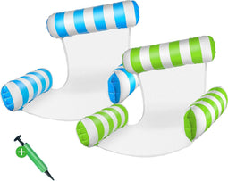 Travelhawk Waterhangmat - Waterhangmat Volwassenen - Lichtgewicht en Scheurbestendig - Groen en Blauw (2 stuks)